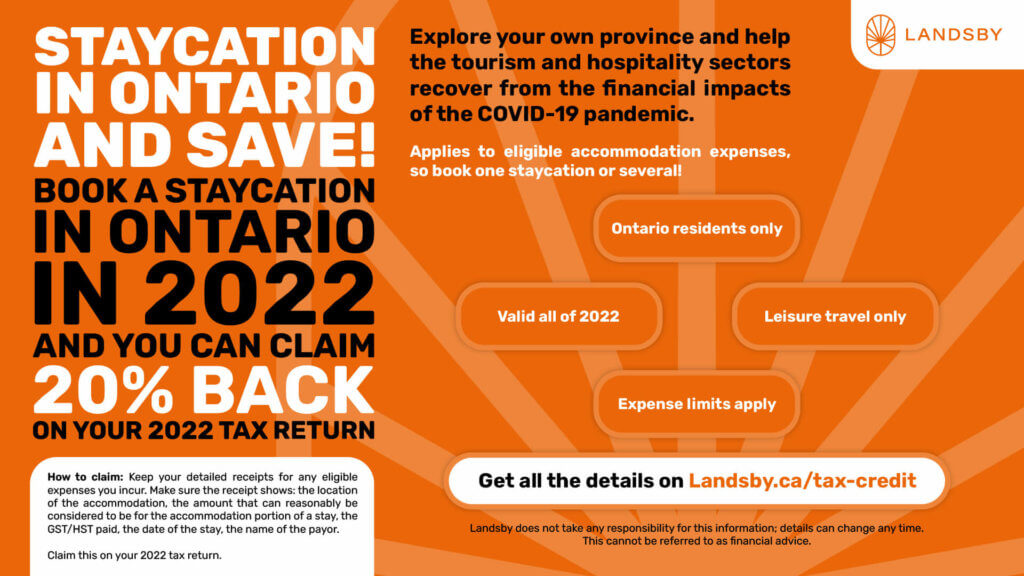 Ontario Staycation Tax Credit infographic from Canada travel experts at Landsby