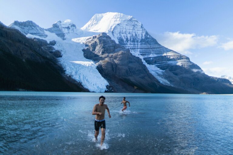 winter swim in glacial lake Vancouver
